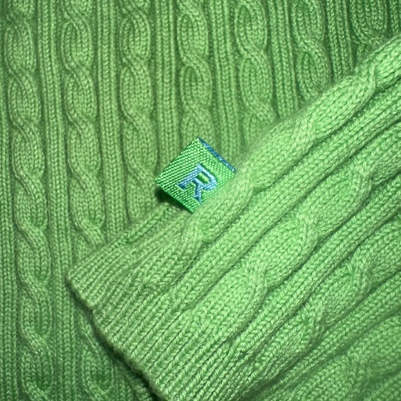 Vintage Y2K Ralph Lauren Green Halter Cable Knit Top Fitted Women’s Large - Picture 4 of 5